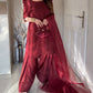SILK MAHROON LUXURY 3PC WITH FARSHI SHALWAR