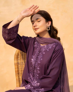 PURPLE LAWN EMB 3PC