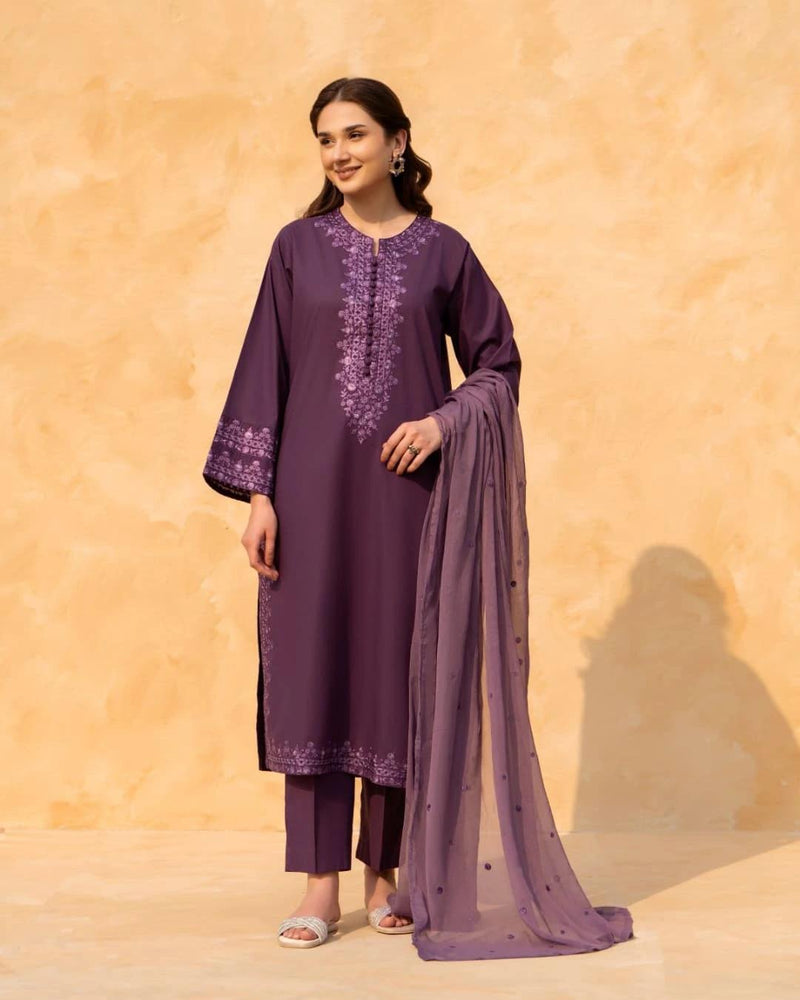 PURPLE LAWN EMB 3PC
