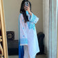 WHITE/BLUE LAWN 3PC ( FARSHI SHALWAR)