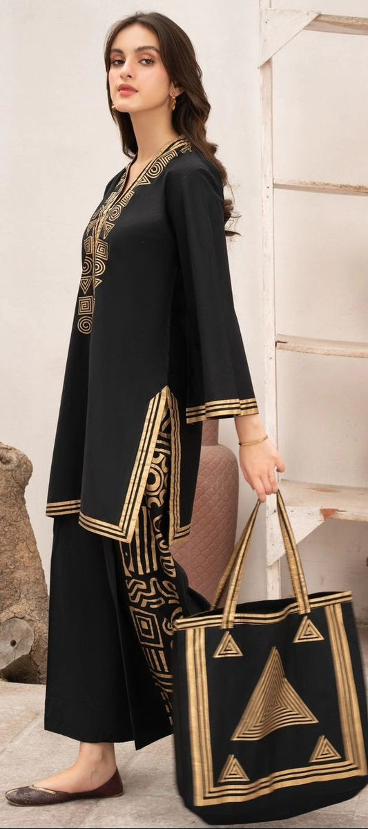 Retro 2 Pc Suit With Hand Bag