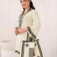 Retro 2 Pc Suit With Hand Bag (White)
