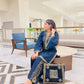 Retro 2 Pc Suit With Hand Bag (Blue)