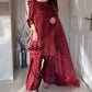 SILK MAHROON LUXURY 3PC WITH FARSHI SHALWAR